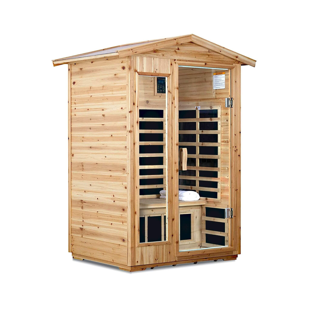 Thermora 2-Person Outdoor Infrared Sauna With Bluetooth Audio And LED Lighting (SAK28694) - Saksby Wholesale - Side View