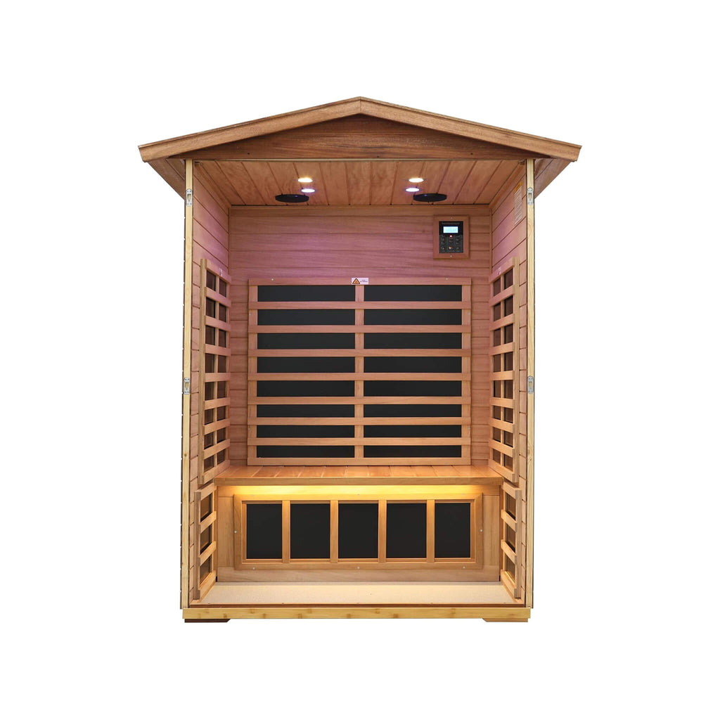 Thermora 2-Person Ultra-Low EMF Mahogany Outdoor Infrared Sauna With Bluetooth Speakers (SAK43021)