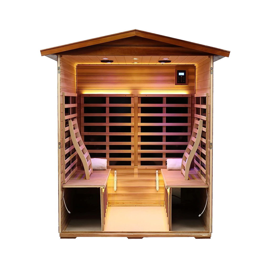Thermora 4-Person Outdoor Infrared Hemlock Sauna With Tempered Glass Door (SAK82140) - Saksby Wholesale - Inside Look