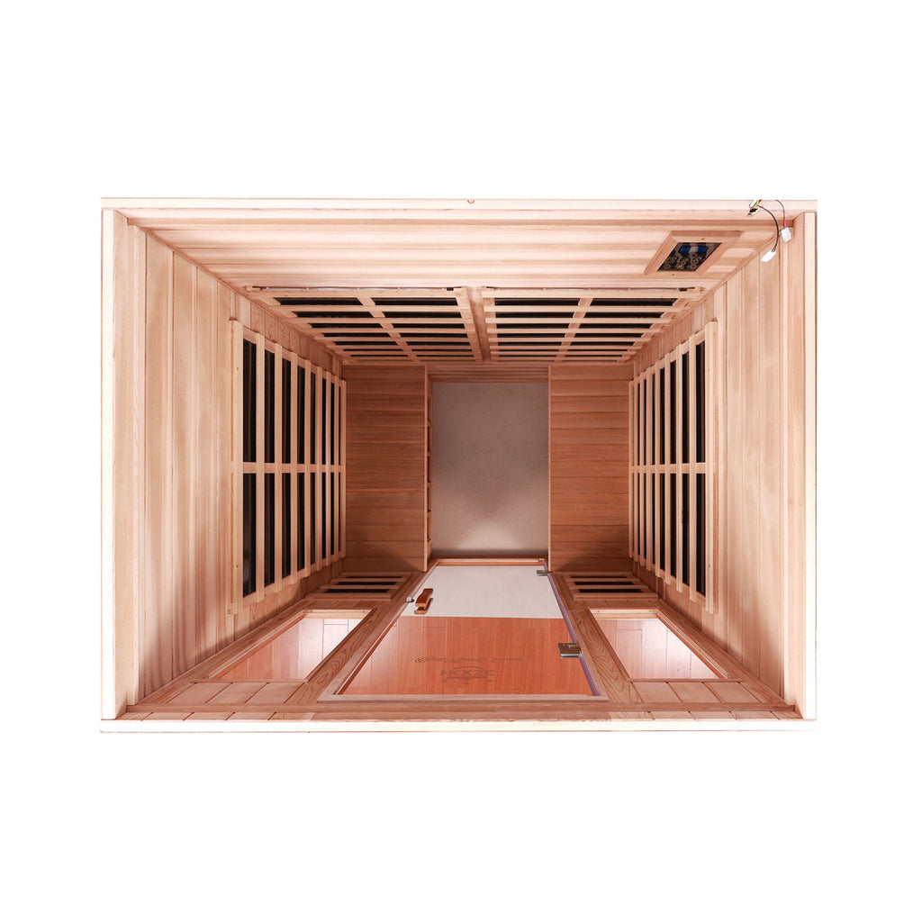 Thermora 4-Person Outdoor Infrared Hemlock Sauna With Tempered Glass Door (SAK82140) - Saksby Wholesale - Inside Top View