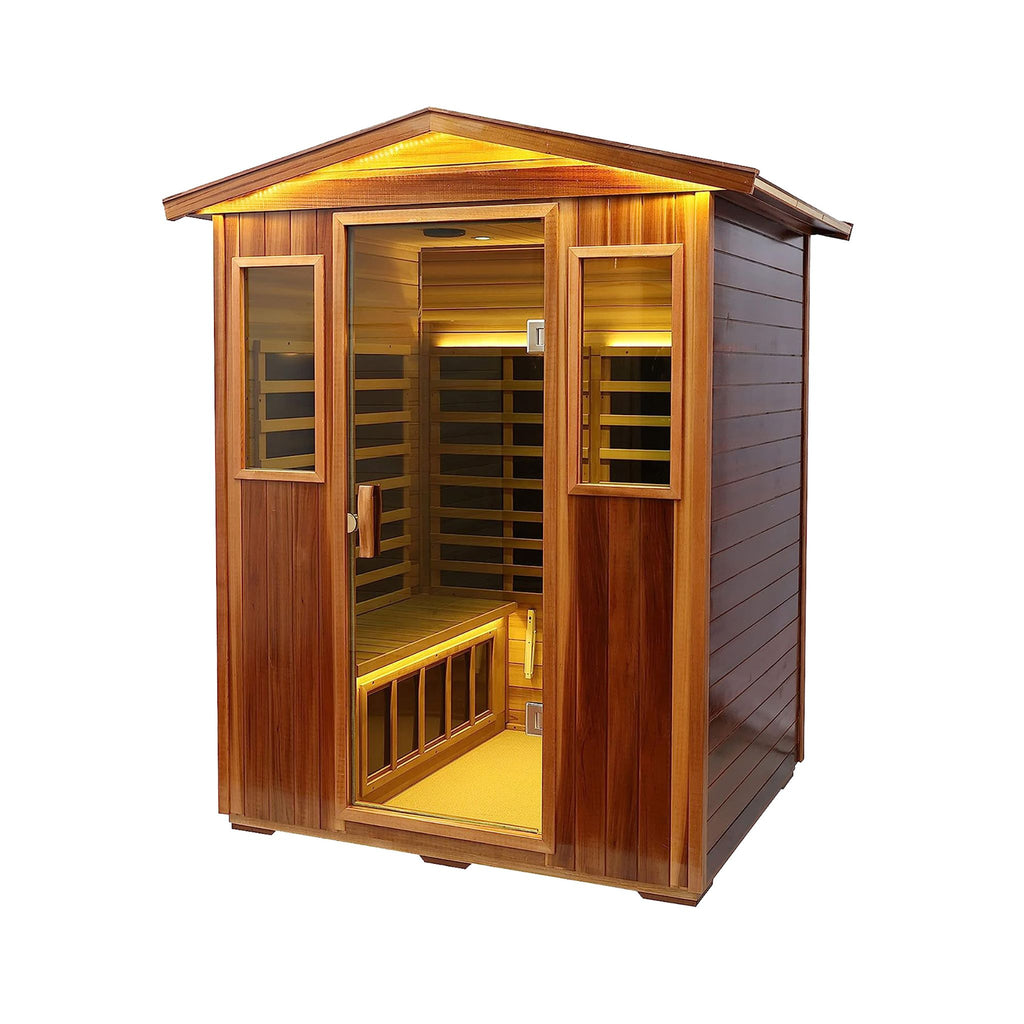 Thermora 4-Person Outdoor Infrared Hemlock Sauna With Tempered Glass Door (SAK82140) - Saksby Wholesale  - Side View