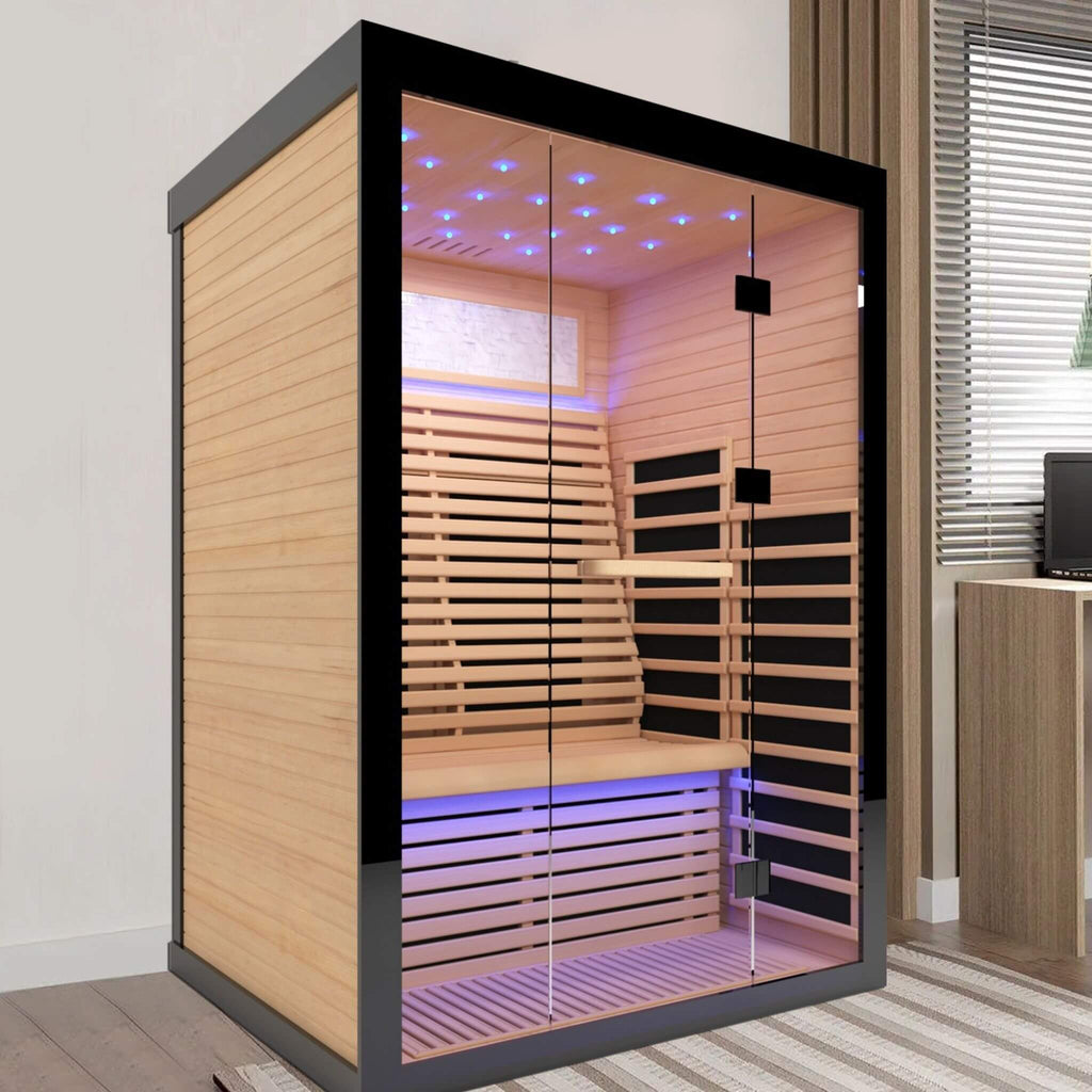 Thermora Luxury 2-Person Canadian Hemlock Wood Far Infrared Home Sauna (SAK56874) - Saksby Wholesale - BAthroom Lifestyle Image