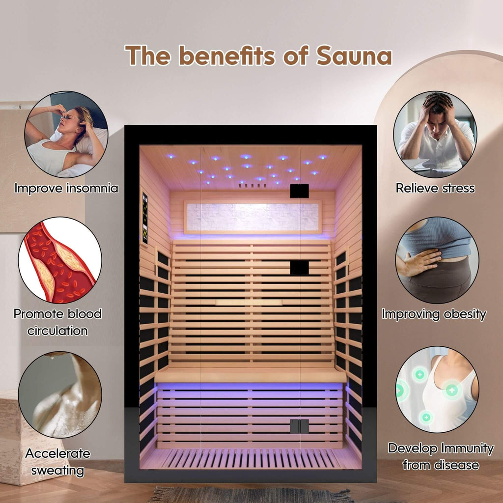 Thermora Luxury 2-Person Canadian Hemlock Wood Far Infrared Home Sauna (SAK56874) - Saksby Wholesale - Benefits