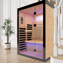 Thermora Luxury 2-Person Canadian Hemlock Wood Far Infrared Home Sauna (SAK56874) - Saksby Wholesale - Lifestyle Image