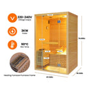Thermora Premium 2-Person 3KW Hemlock Wood Sauna With LED Wall Light (SAK28471) - Saksby Wholesale - Specifications