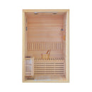 Thermora Premium 2-Person 3KW Hemlock Wood Sauna With LED Wall Light (SAK28471) - Saksby Wholesale - Inside Front View
