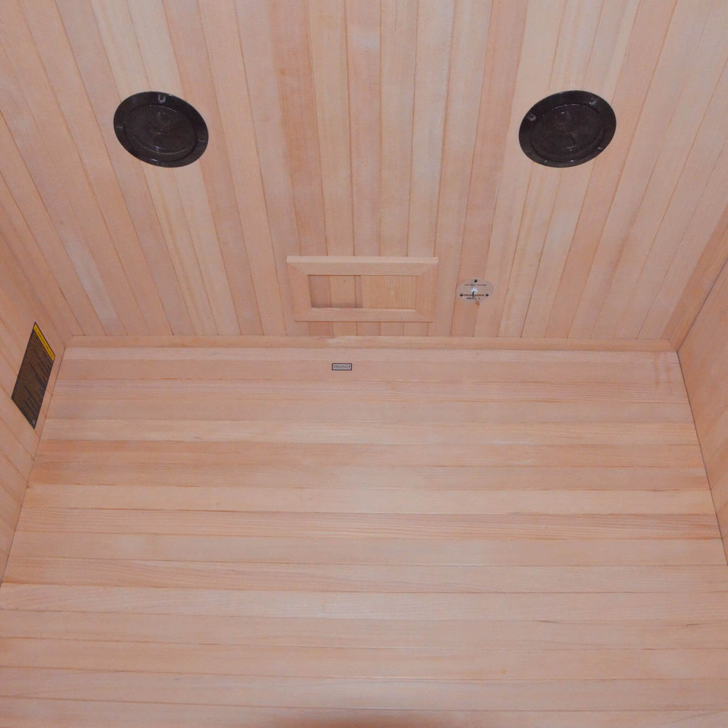Thermora Premium 2-Person 3KW Hemlock Wood Sauna With LED Wall Light (SAK28471) - Saksby Wholesale - INside View