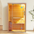 Thermora Premium 2-Person 3KW Hemlock Wood Sauna With LED Wall Light (SAK28471) - Saksby Wholesale   - Lifestyle Image