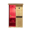 Thermora Premium 2-Person Outdoor Wooden Steam Sauna Room With Smart Control Panel And Bluetooth Audio (SAK52918) - Saksby Wholesale - Red Light View
