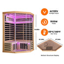 Thermora Premium Canadian Hemlock 2-Person Indoor Infrared Sauna Room With Glass Front (SAK21495) - Saksby Wholesale - Dimensions and Temperature