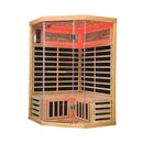 Thermora Premium Canadian Hemlock 2-Person Indoor Infrared Sauna Room With Glass Front (SAK21495) - Saksby Wholesale - Front Side View Red Light