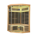 Thermora Premium Canadian Hemlock 2-Person Indoor Infrared Sauna Room With Glass Front (SAK21495) - Saksby Wholesale - Front Side View Yellow Light