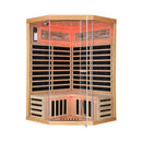 Thermora Premium Canadian Hemlock 2-Person Indoor Infrared Sauna Room With Glass Front (SAK21495) - Saksby Wholesale - Front View Red Light