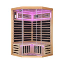 Thermora Premium Canadian Hemlock 2-Person Indoor Infrared Sauna Room With Glass Front (SAK21495) - Saksby Wholesale - Front View Violet Light