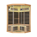 Thermora Premium Canadian Hemlock 2-Person Indoor Infrared Sauna Room With Glass Front (SAK21495) - Saksby Wholesale - Front View Yellow Light