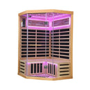 Thermora Premium Canadian Hemlock 2-Person Indoor Infrared Sauna Room With Glass Front (SAK21495) - Saksby Wholesale - Side View Violet Light