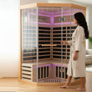 Thermora Premium Canadian Hemlock 2-Person Indoor Infrared Sauna Room With Glass Front (SAK21495) - Saksby Wholesale - Product In Use