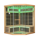 Thermora Premium Canadian Hemlock Pentagonal Indoor Infrared Sauna Room With Glass Front (SAK98673) - Saksby Wholesale - Front View Green Light