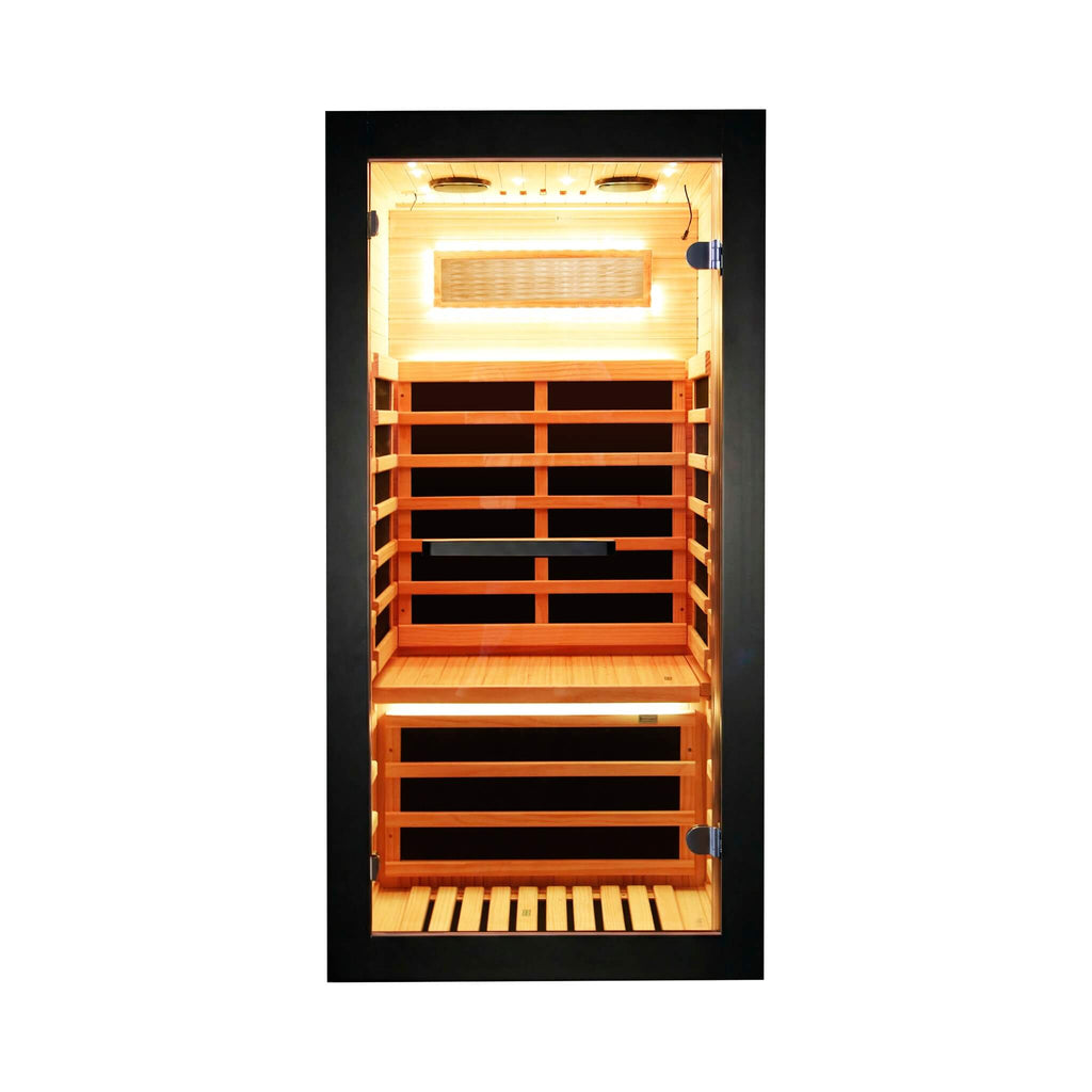 Thermora Single-Person Ameican White Oak Infrared Sauna Cabin (SAK57926) - Saksby Wholesale - Front VIew
