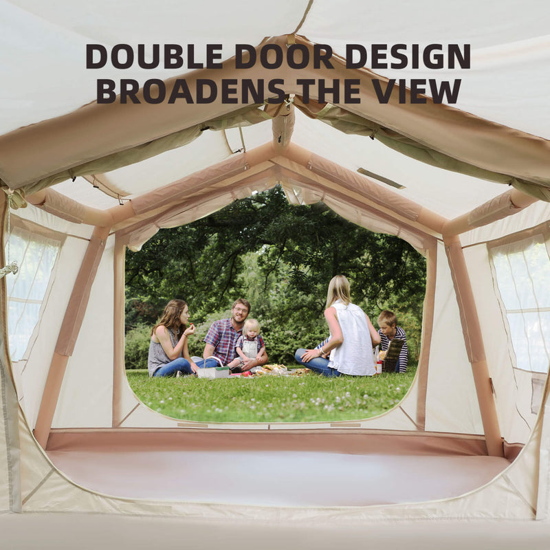 Trailora 4-Season Outdoor 4-6 People Inflatable Blow Up Camping Tent With Air Pump (SAK46821) - Saksby Wholesale - Door Features View