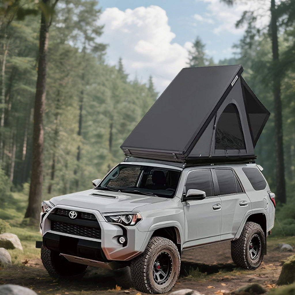 Trailora Premium Lightweight Hard Shell Rooftop Tent With LED Strip And Memory Foam (SAK51780) - Saksby Wholesale - Lifestyle Image