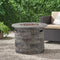 Transitional Concrete Outdoor 32 Inch Round Propane Fire Pit Table, Gray (SAK48268) Saksby Wholesale - Center View Lifestyle