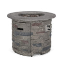 Transitional Concrete Outdoor 32 Inch Round Propane Fire Pit Table, Gray (SAK48268) Saksby Wholesale - Fire Pit White Background