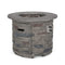 Transitional Concrete Outdoor 32 Inch Round Propane Fire Pit Table, Gray (SAK48268) Saksby Wholesale - Fire Pit White Background