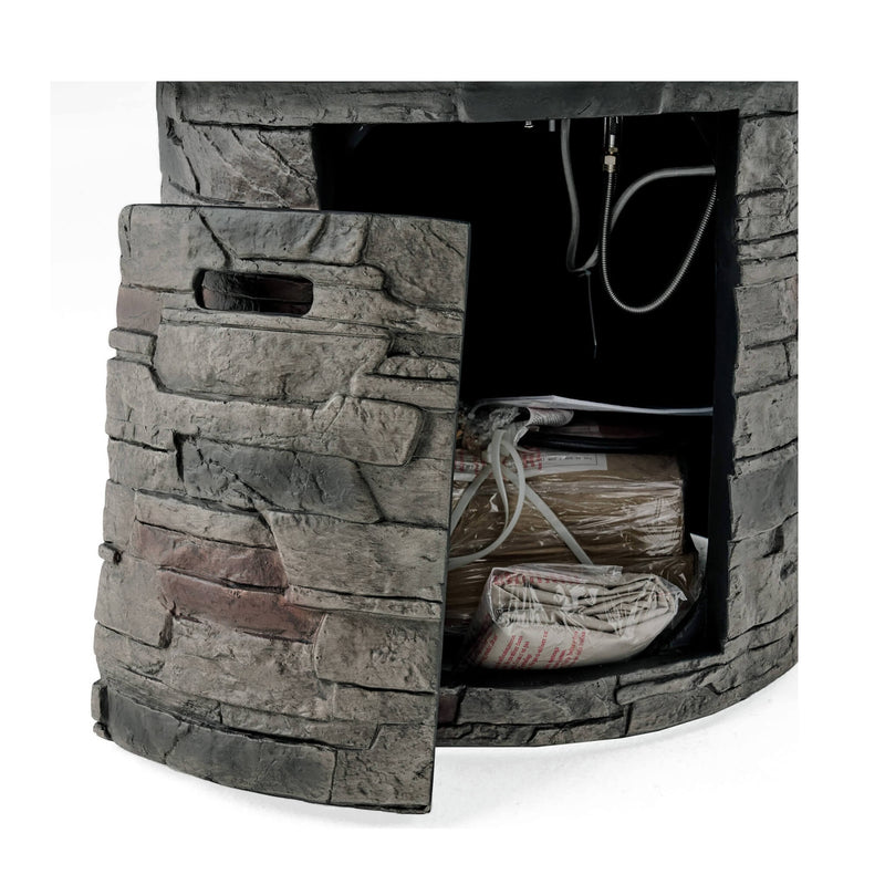 Transitional Concrete Outdoor 32 Inch Round Propane Fire Pit Table, Gray (SAK48268) - Saksby Wholesale - Focus Details