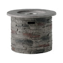 Transitional Concrete Outdoor 32 Inch Round Propane Fire Pit Table, Gray (SAK48268) Saksby Wholesale - Front View
