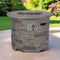 Transitional Concrete Outdoor 32 Inch Round Propane Fire Pit Table, Gray (SAK48268) - Saksby Wholesale - In Backyard