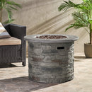 Transitional Concrete Outdoor 32 Inch Round Propane Fire Pit Table, Gray (SAK48268) Saksby Wholesale - Lifestyle