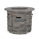 Transitional Concrete Outdoor 32 Inch Round Propane Fire Pit Table, Gray (SAK48268) Saksby Wholesale - Propane Pit White Background