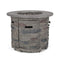Transitional Concrete Outdoor 32 Inch Round Propane Fire Pit Table, Gray (SAK48268) Saksby Wholesale - Propane Pit White Background