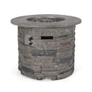 Transitional Concrete Outdoor 32 Inch Round Propane Fire Pit Table, Gray (SAK48268) Saksby Wholesale - Switch White Background