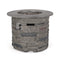 Transitional Concrete Outdoor 32 Inch Round Propane Fire Pit Table, Gray (SAK48268) Saksby Wholesale - Switch White Background