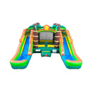 Tropical Bounce House Combo With Double Water Slides (SAK92508) - Saksby Wholesale - Front View With Pool