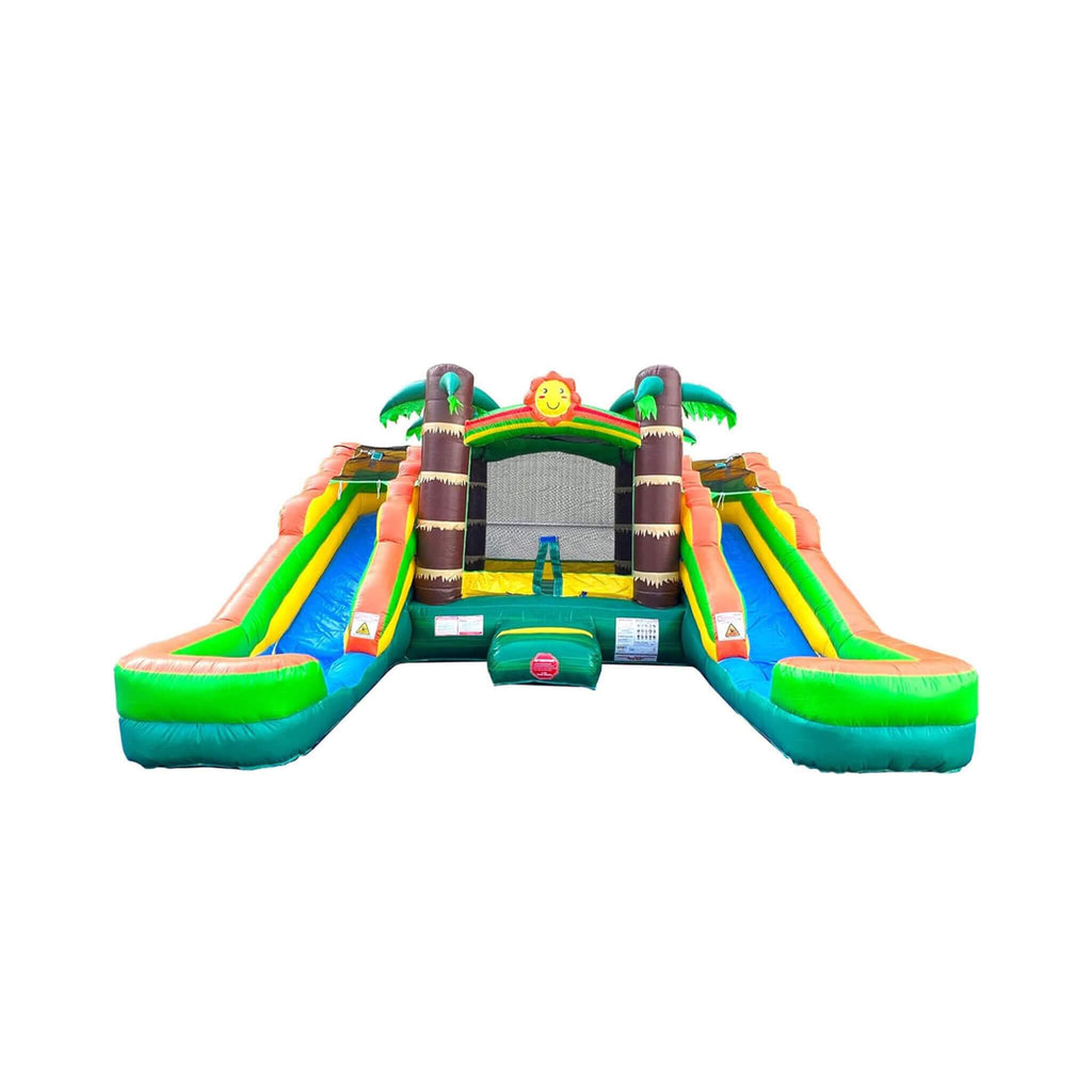 Tropical Bounce House Combo With Double Water Slides (SAK92508) - Saksby Wholesale - Front View