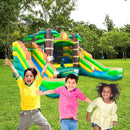 Tropical Bounce House Combo With Double Water Slides (SAK92508) - Saksby Wholesale - Lifestyle Image With Kids