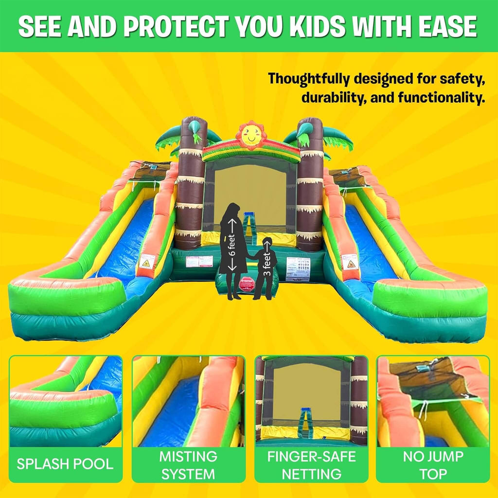 Tropical Bounce House Combo With Double Water Slides (SAK92508) - Saksby Wholesale - Protection Details