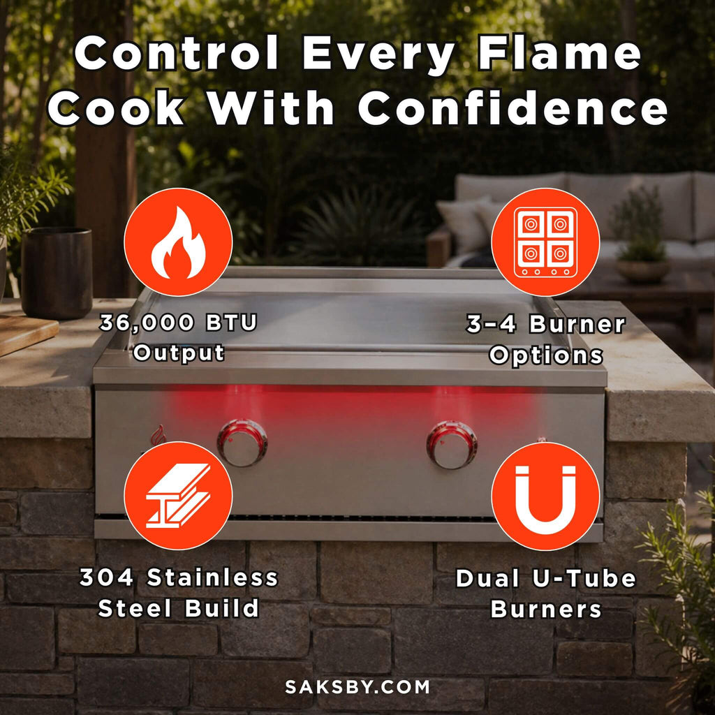 TrueFlame 30" Premium Built-In Stainless Gas Griddle Grill [TFG30] (SAK85362) - Saksby Wholesale - Features