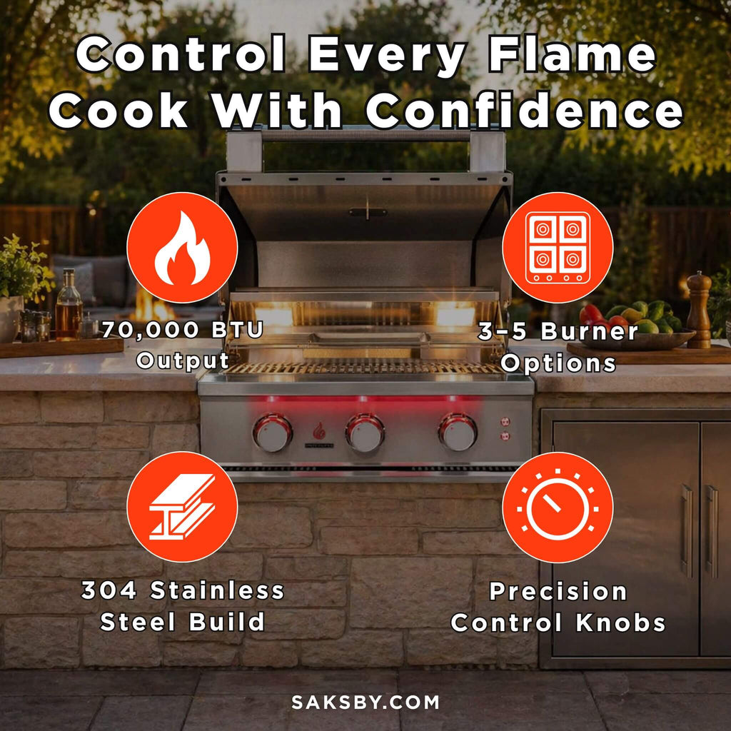 TrueFlame Luxury Built-In Gas Stainless Steel Grills [TF25/32/40] (SAK30587) - Saksby Wholesale - Features
