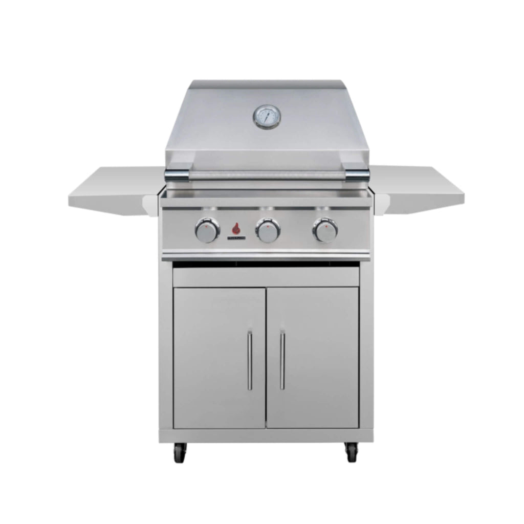 TrueFlame E Series Built-In Stainless Steel Gas Freestanding Grill With Side Shelves (SAK96473) SAKSBY - 25" Closed Cover View