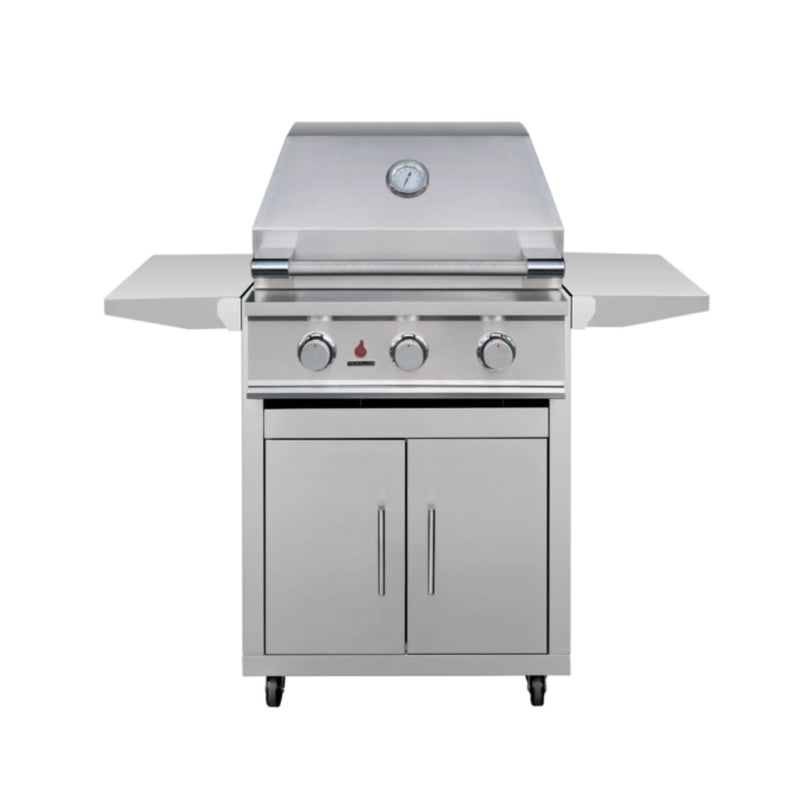 TrueFlame E Series Built-In Stainless Steel Gas Freestanding Grill With Side Shelves (SAK96473) SAKSBY - 25" Closed Cover View