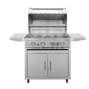TrueFlame E Series Built-In Stainless Steel Gas Freestanding Grill With Side Shelves (SAK96473) SAKSBY - 32" Open Cover View