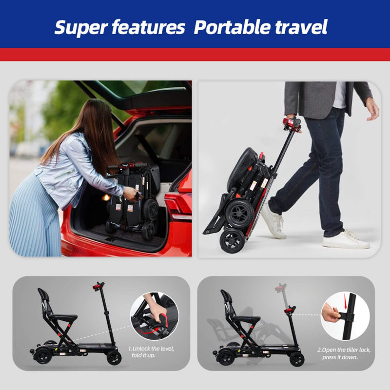 Ultra Lightweight 4-Wheel Folding Mobility Scooter With Remote For Adults And Elderly (SAK58976) - Saksby Wholesale - Portable Features