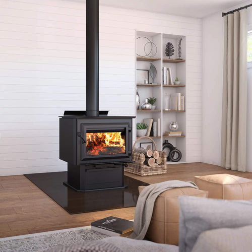 Ventis Small Wood Direct Vent Wood Stove On Pedestal