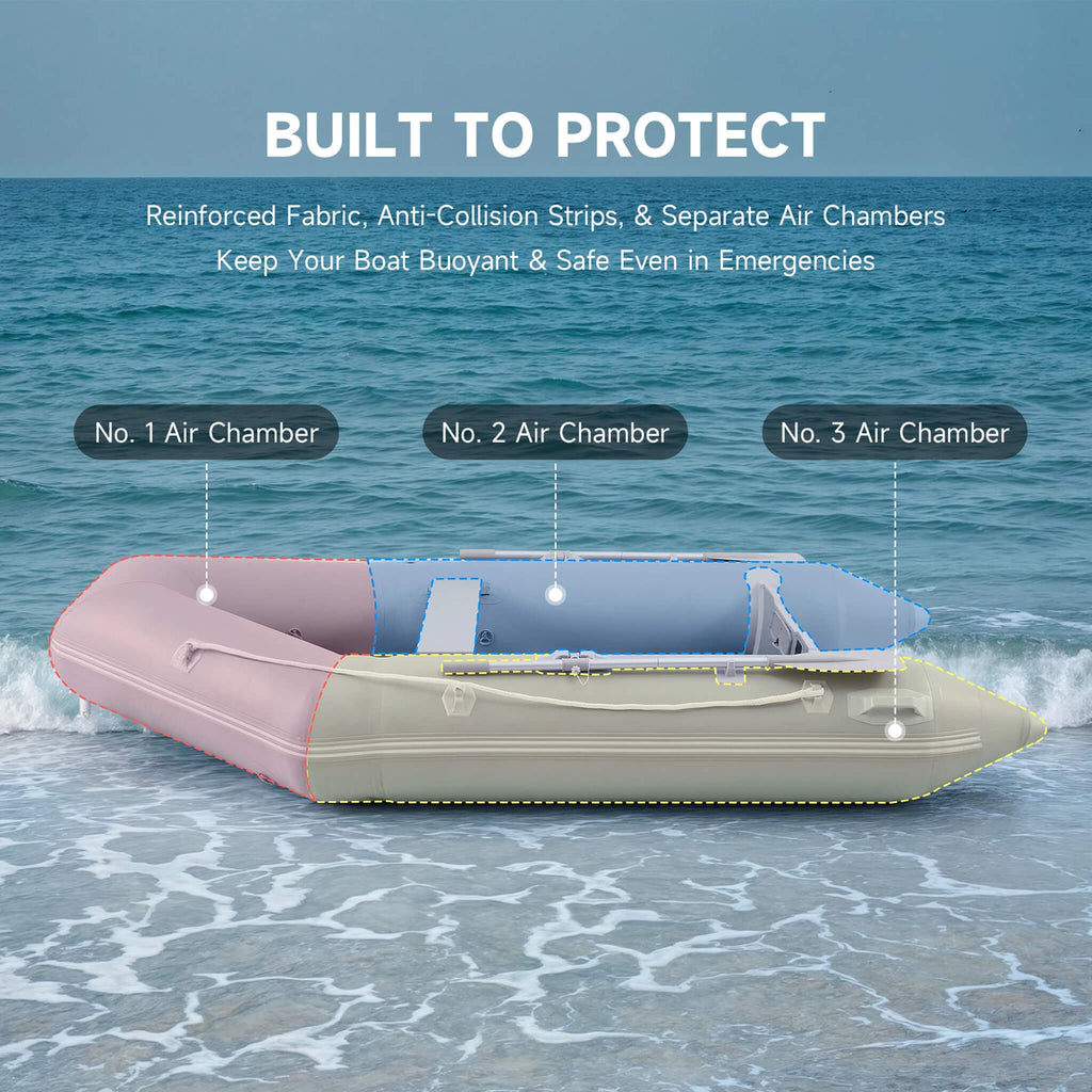 Virtue US 10FT 4-Person Heavy-Duty Inflatable Dinghy Transom Sport Tender Boat (SAK98153) - Saksby Wholesale - Air Chambers