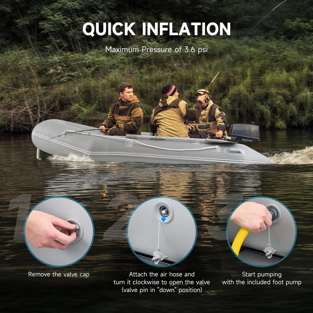 Virtue US 10FT 4-Person Heavy-Duty Inflatable Dinghy Transom Sport Tender Boat (SAK98153) - Saksby Wholesale - Quick Inflation