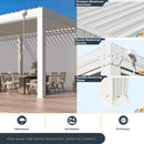 White Louvered Aluminum Pergola With Adjustable Roof And Pull-Down Screens (SAK46817) - Saksby Wholesale - Frame